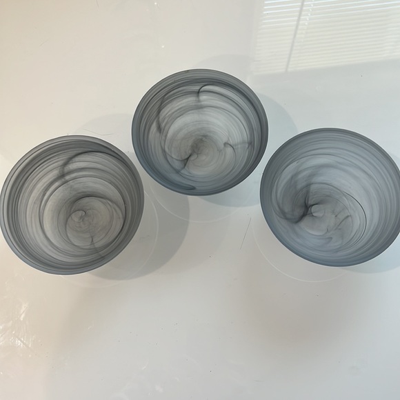 CB2 grey glass serving bowls grey swirls - Picture 2 of 4